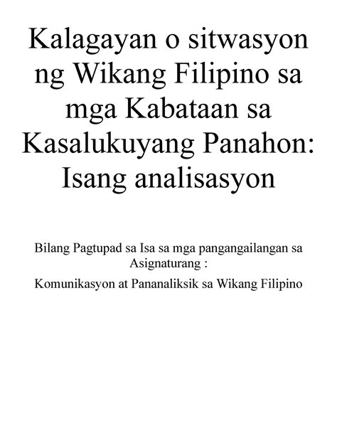KALAGAYAN (Tagalog).